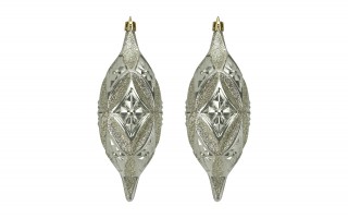 Komplet 2 bombek plastikowych podłóżnych zielono-złotych 3608