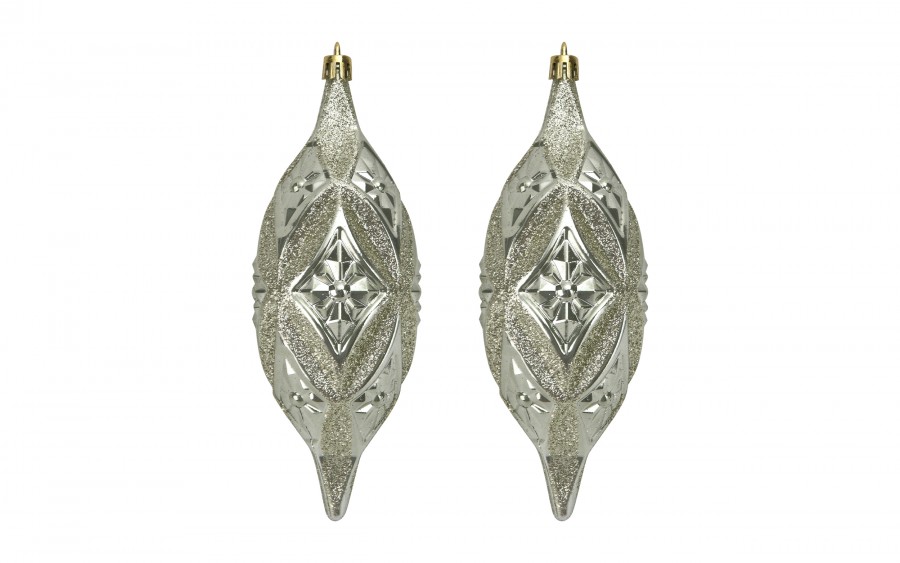 Komplet 2 bombek plastikowych podłóżnych zielono-złotych 3608