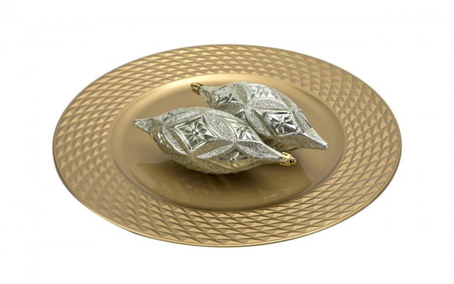 Komplet 2 bombek plastikowych podłóżnych zielono-złotych 3608