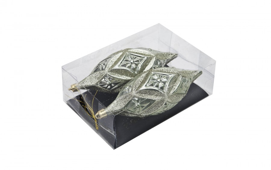 Komplet 2 bombek plastikowych podłóżnych zielono-złotych 3608