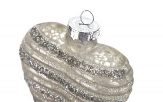 Komplet 2 bombek szklanych 8 cm Serca szampan