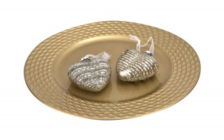 Komplet 2 bombek szklanych 8 cm Serca szampan