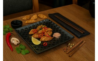 Talerz płytki kwadratowy 17cm Marrakesz czarny