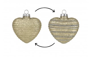 Komplet 2 bombek szklanych 8 cm Serca szampan