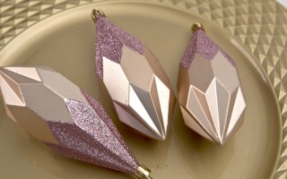 Komplet 3 bombek plastikowych Diamenty 13,5 cm róż 3263