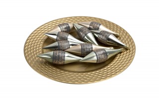 Komplet 9 bombek plastikowych 15 cm Sople zielono-szampańskie