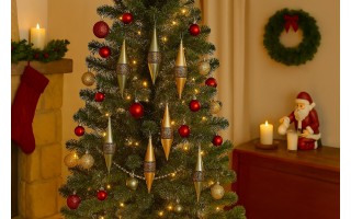 Komplet 9 bombek plastikowych 15 cm Sople zielono-szampańskie