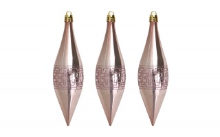 Komplet 9 bombek plastikowych 15 cm Sople róż burgund