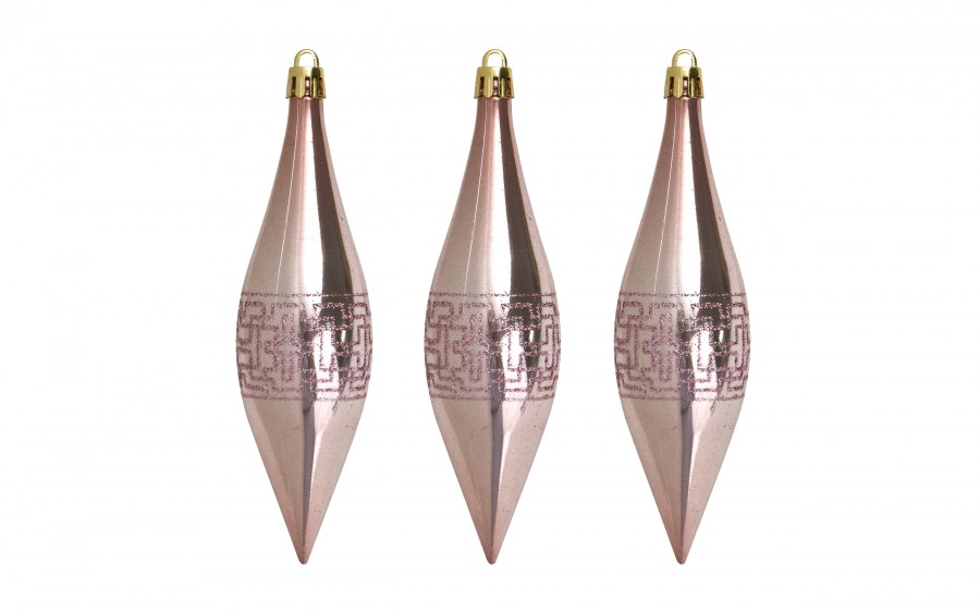 Komplet 9 bombek plastikowych 15 cm Sople róż burgund