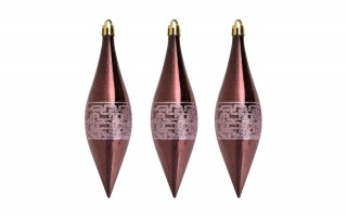 Komplet 9 bombek plastikowych 15 cm Sople róż burgund