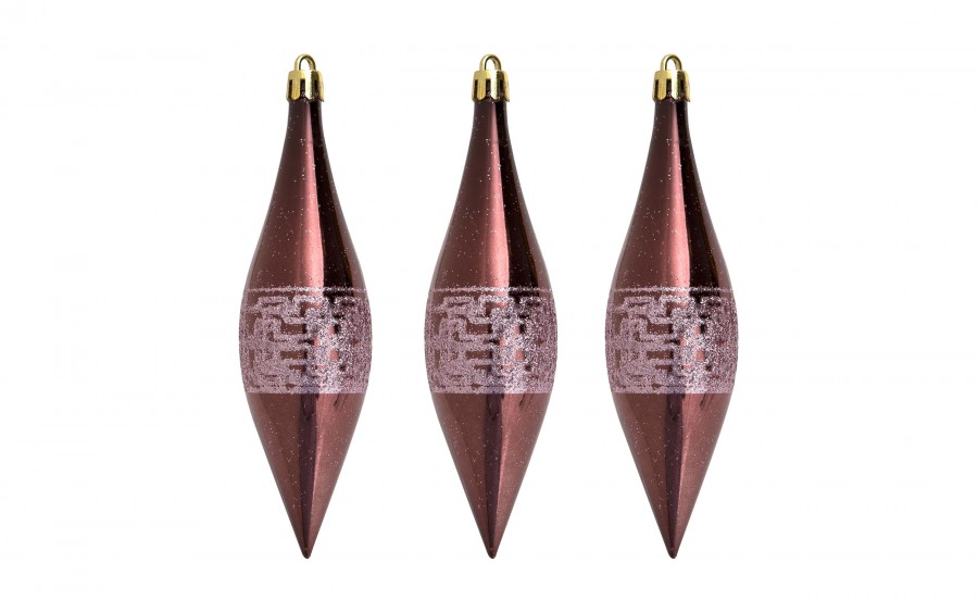 Komplet 9 bombek plastikowych 15 cm Sople róż burgund