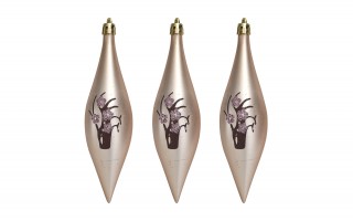 Komplet 9 bombek plastikowych 15 cm Sople róż burgund