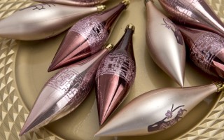 Komplet 9 bombek plastikowych 15 cm Sople róż burgund