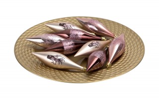 Komplet 9 bombek plastikowych 15 cm Sople róż burgund