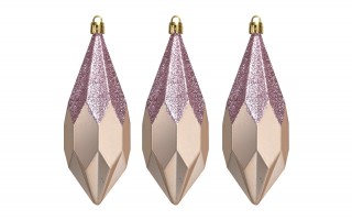 Komplet 16 bombek plastikowych różne róż burgund