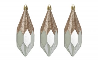 Komplet 16 bombek plastikowych różne zielony szampański