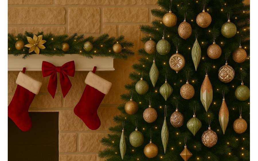 Komplet 16 bombek plastikowych różne zielony szampański