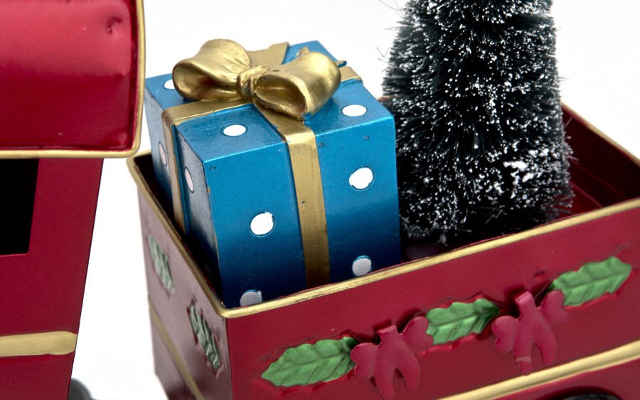 Pociąg czerwony metalowy dekoracja