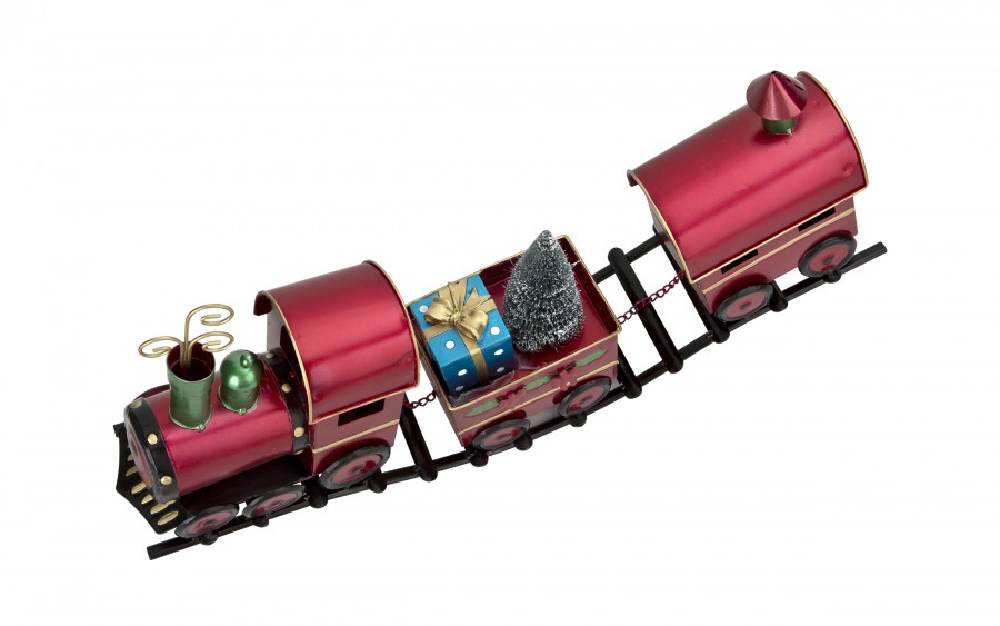 Pociąg czerwony metalowy dekoracja