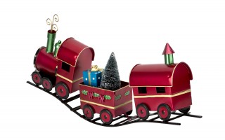 Pociąg czerwony metalowy dekoracja