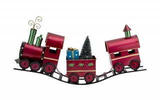 Pociąg czerwony metalowy dekoracja