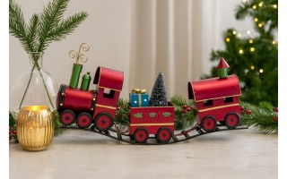 Pociąg czerwony metalowy dekoracja