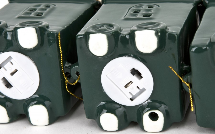 Pociąg ceramiczny zielono-złoty led