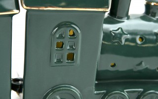 Pociąg ceramiczny zielono-złoty led