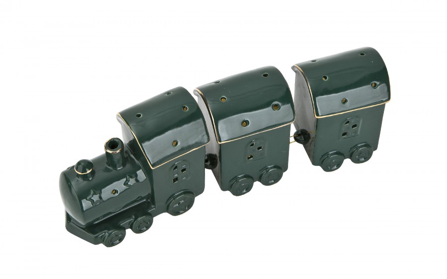 Pociąg ceramiczny zielono-złoty led