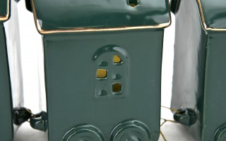 Pociąg ceramiczny zielono-złoty led