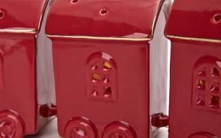 Pociąg ceramiczny czerwono-złoty led