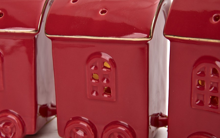 Pociąg ceramiczny czerwono-złoty led