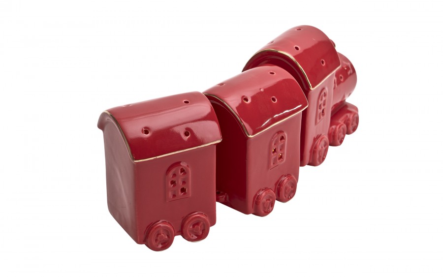 Pociąg ceramiczny czerwono-złoty led