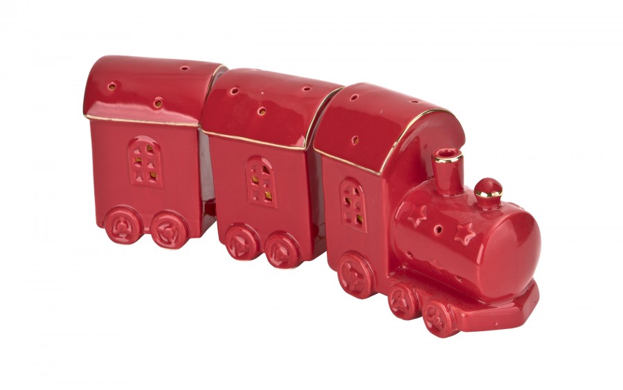 Pociąg ceramiczny czerwono-złoty led
