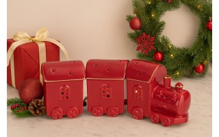 Pociąg ceramiczny czerwono-złoty led