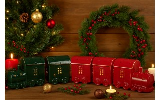 Pociąg ceramiczny czerwono-złoty led