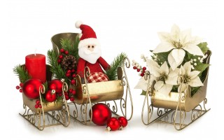 Ozdoba świąteczna Sanie metalowe złote średnie 8744