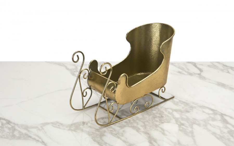 Ozdoba świąteczna Sanie metalowe złote średnie 8744