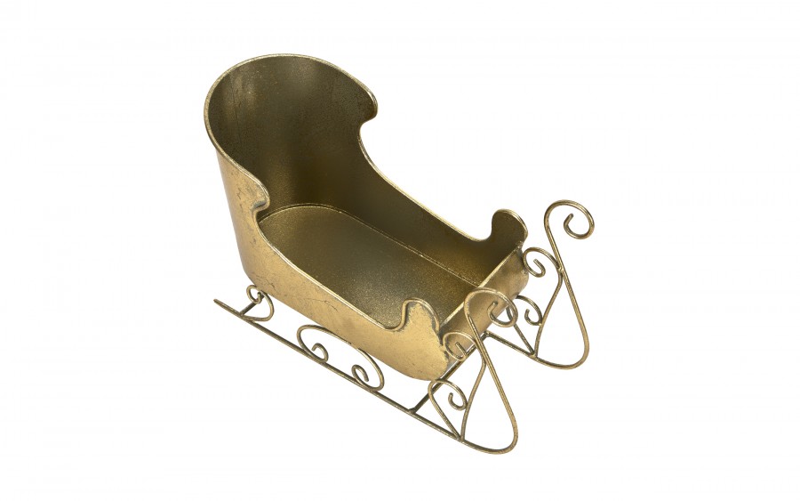 Ozdoba świąteczna Sanie metalowe złote średnie 8744