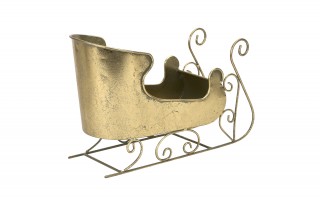 Ozdoba świąteczna Sanie metalowe złote średnie 8744