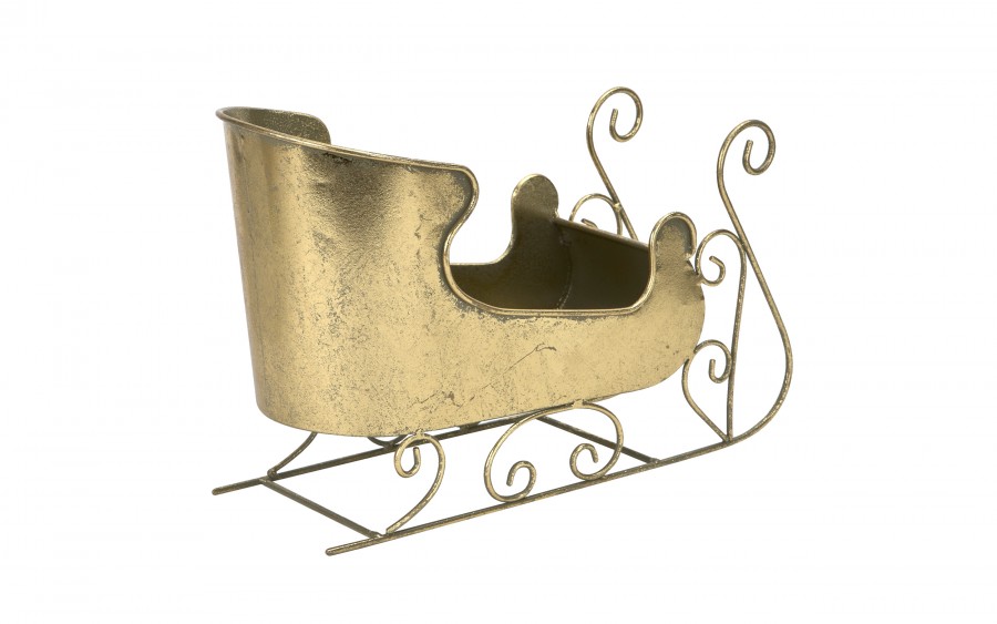 Ozdoba świąteczna Sanie metalowe złote średnie 8744