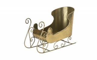 Ozdoba świąteczna Sanie metalowe złote średnie 8744