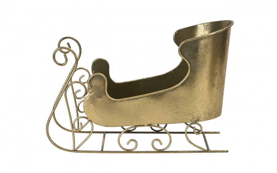 Ozdoba świąteczna Sanie metalowe złote średnie 8744