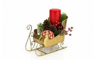 Ozdoba świąteczna Sanie metalowe złote średnie 8744