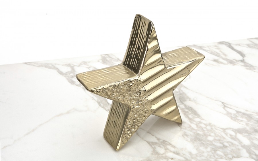 Figurka ozdobna gwiazda metalowa złota mała 2241
