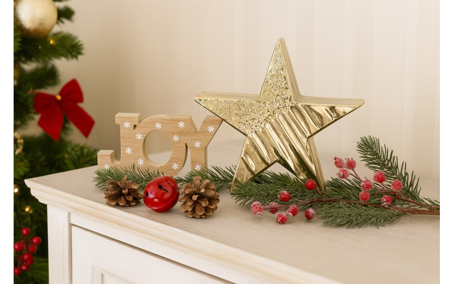 Figurka ozdobna gwiazda metalowa złota mała 2241