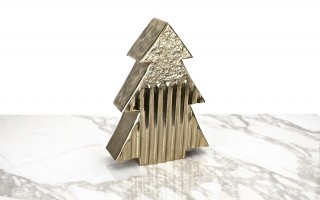 Figurka ozdobna choinka metalowa złota mała 2267