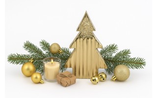Figurka ozdobna choinka metalowa złota mała 2267