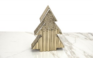 Figurka ozdobna choinka metalowa złota średnia 2263