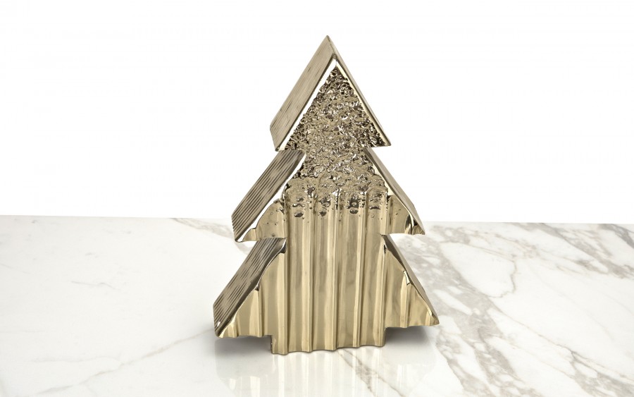 Figurka ozdobna choinka metalowa złota średnia 2263